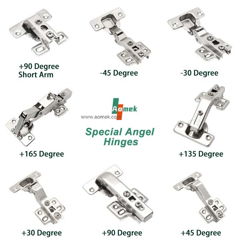 Aomek Special Angel Hinges Soft Close Damping 8 Booster Arm for Wardrobe Cabinet 30 45 90 135 165 Degree AA212